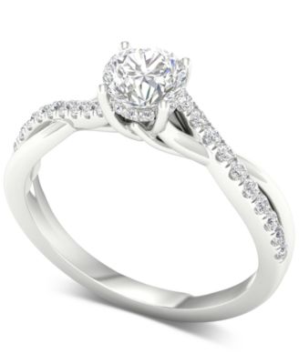 Macy's - Diamond Halo Twist Engagement Ring (1 ct. t.w.) in 14k White Gold