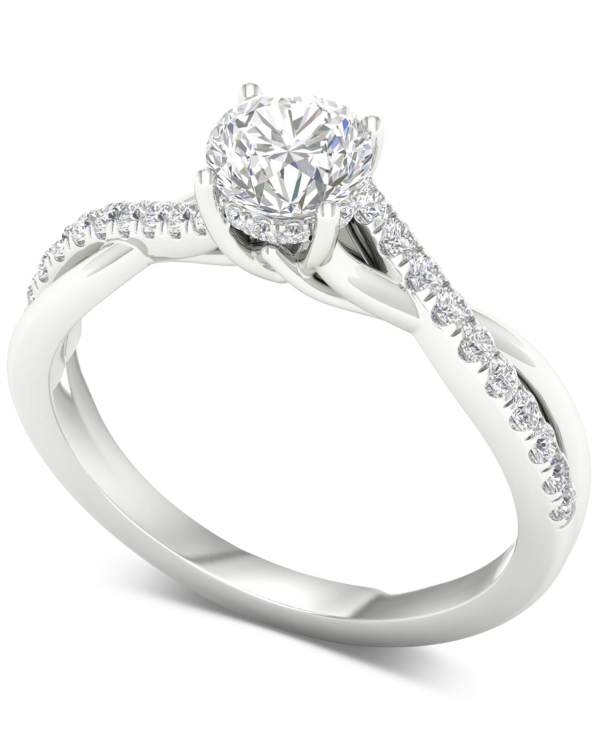 Diamond Halo Twist Engagement Ring (1 ct. t.w.) in 14k White Gold - White Gold