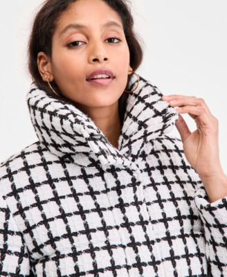 Women's Short Tweed Puffer Coat, Exclusively at Macy's