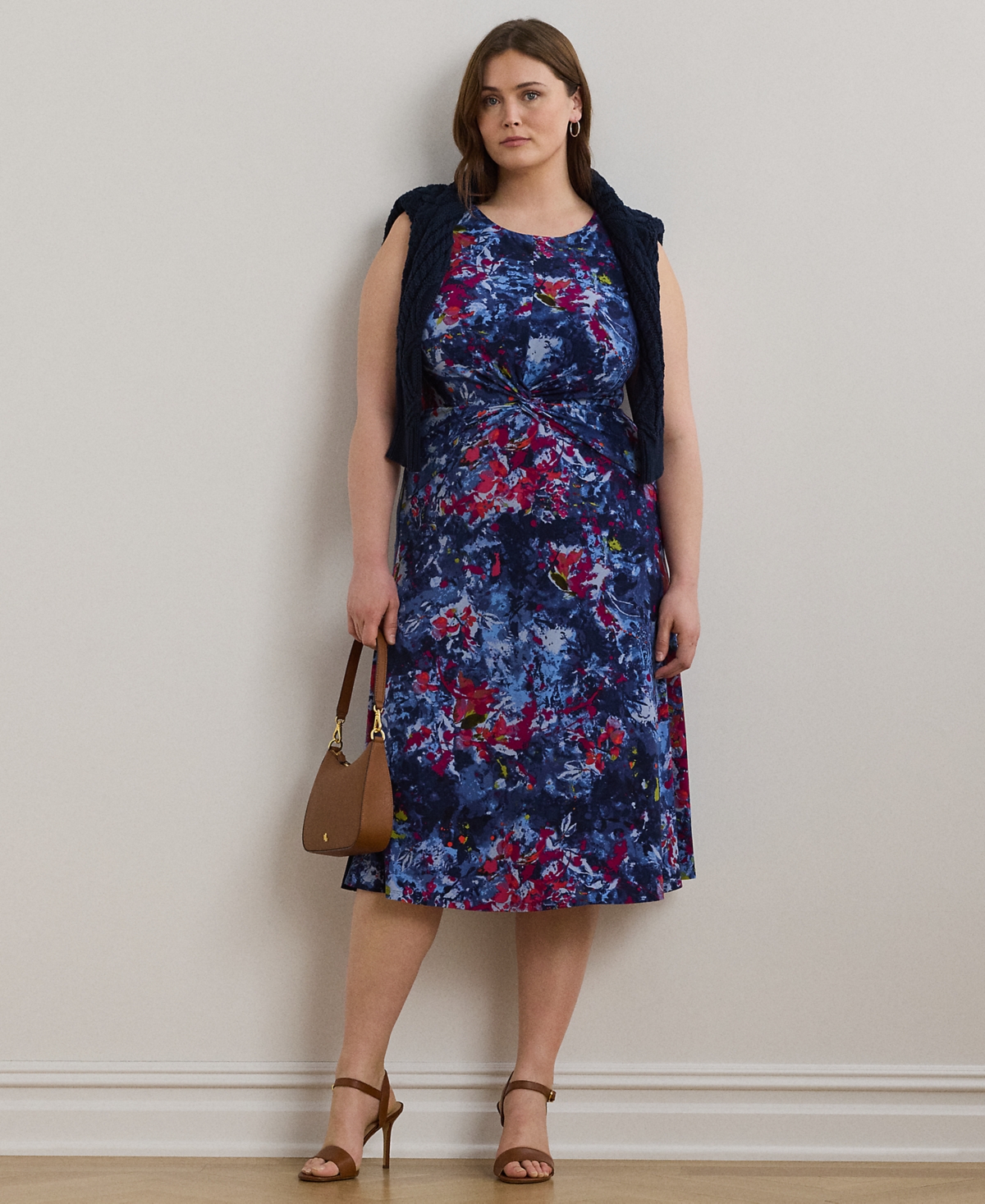 Ralph Lauren Plus Size Print Twist-front Jersey Dress