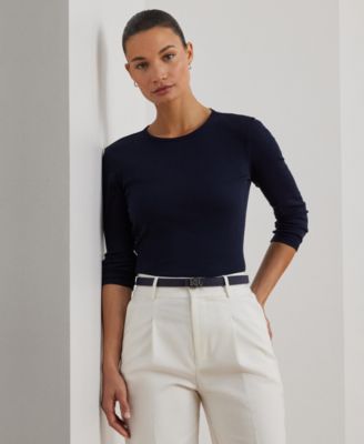 Cotton-Blend Long-Sleeve Top, XS-3X