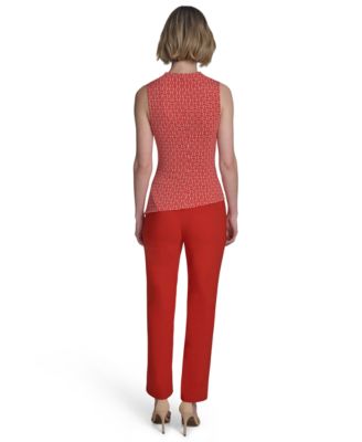 Women's Printed Cowlneck Sleeveless Top