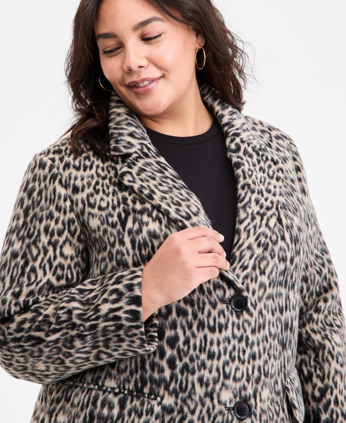 Bcbgmaxazria Plus Size Single-breasted Coat In Brown