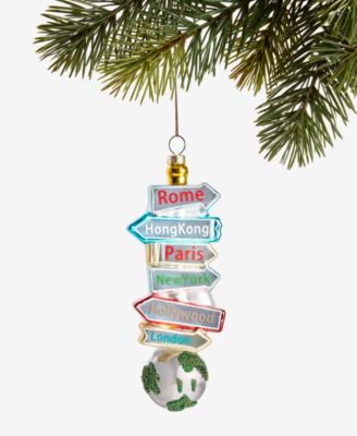 Holiday Lane - Around the World Glass Locations Sign Ornament