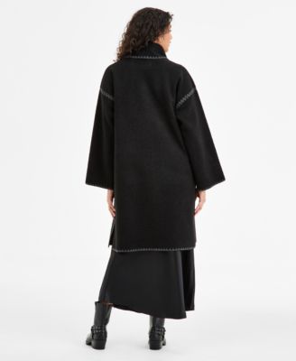 BCBGMAXAZRIA Women's Button-Front Edge-Stitch Scarf Coat