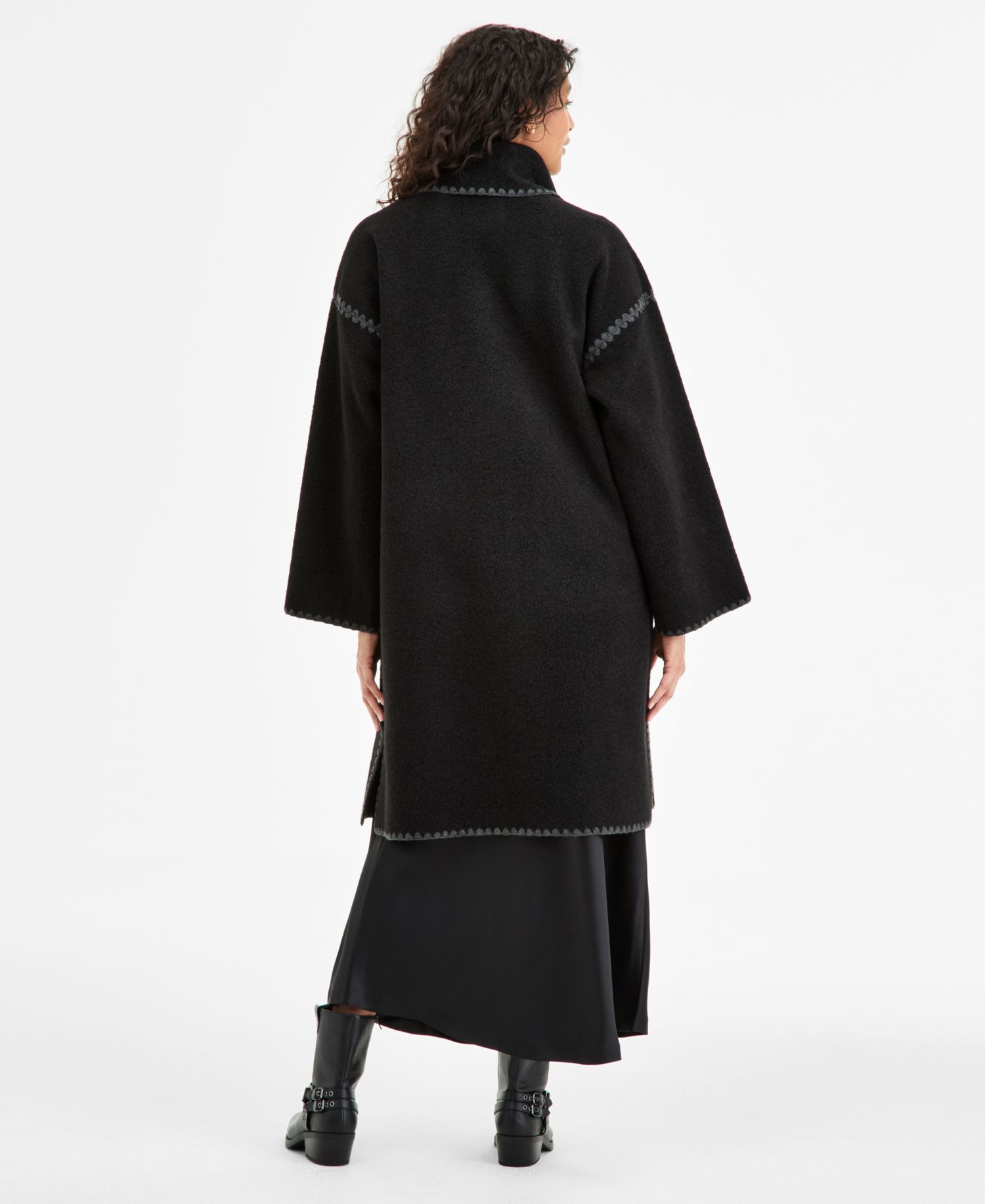 Petite Button-Front Scarf Coat
