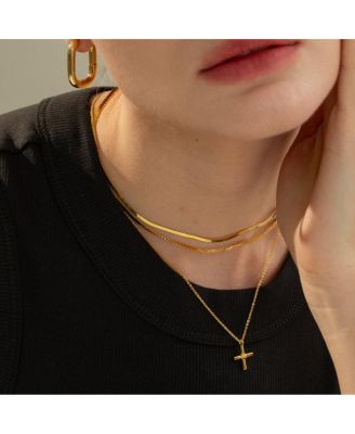 14k Gold Plated Pule Cross Necklace Holiday Gift Idea