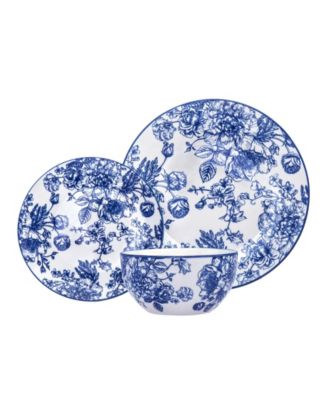 Blue Floral 12 Pc. Dinnerware Set, Service for 4