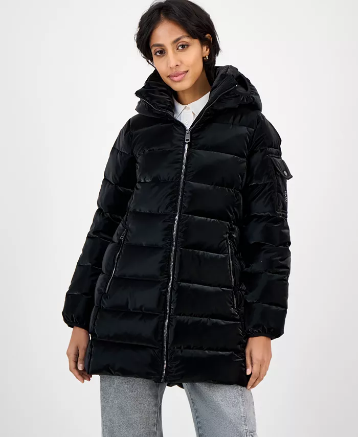 Women's Hooded Puffer Coat - thumbnail 10