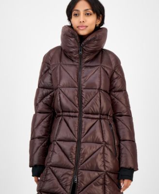 Women's Quilted Thumbhole-Cuff Puffer Coat
