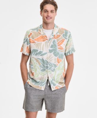 Sun + Stone - Men's Cutler Leaf Print Camp Shirt