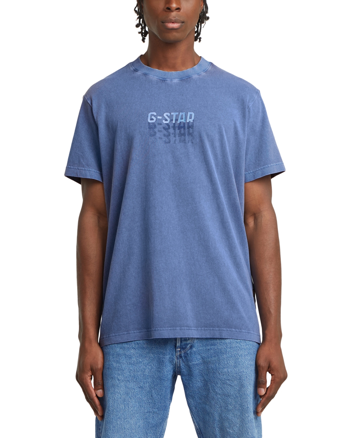 Men's Relaxed Fit Short Sleeve Overdyed Logo T-Shirt - Dutch Blue