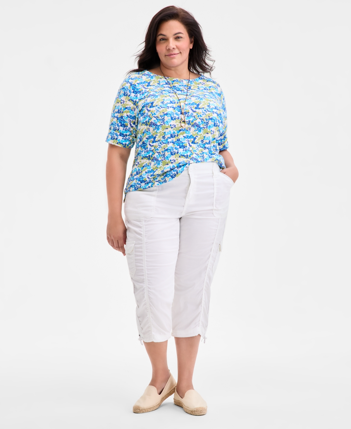 Style & Co Plus Mid-Rise Cargo Capri Pants, Macy's Exclusive