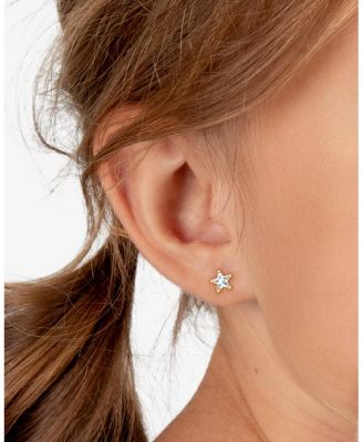 Children's 14K Gold Shining Star Studs Girl's Screw Back Earrings