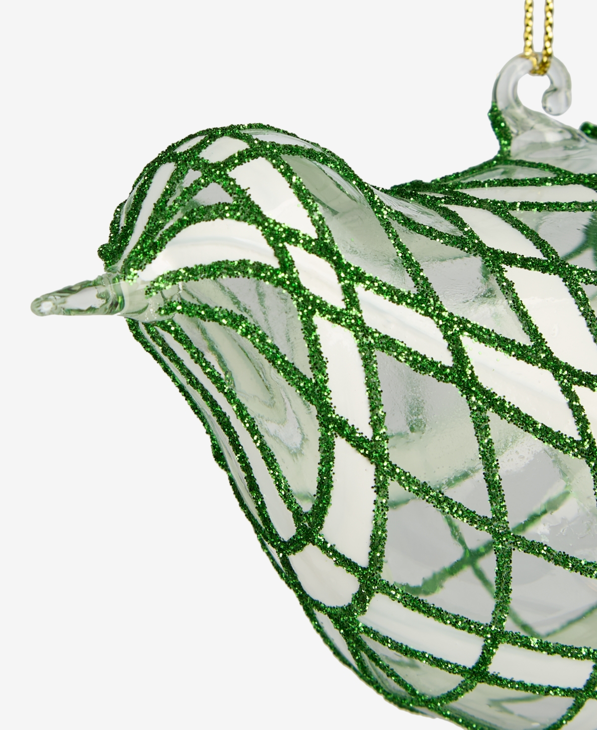 Holiday Lane Enchanted Emerald Glittered Glass Bird Ornament, Macy's Exclusive In Transparent