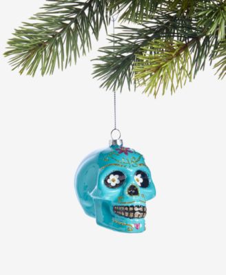 Holiday Lane - Day of the Dead Glass Skull Ornament