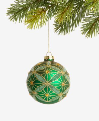 Holiday Lane - Enchanted Emerald Green Glass Ball Ornament