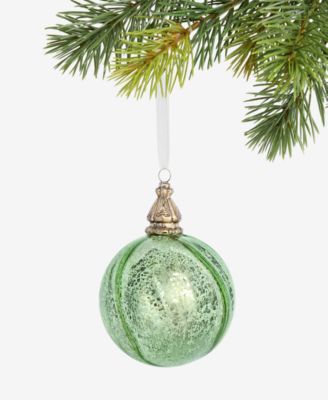 Holiday Lane - Enchanted Emerald Green and Silver Ball Ornament