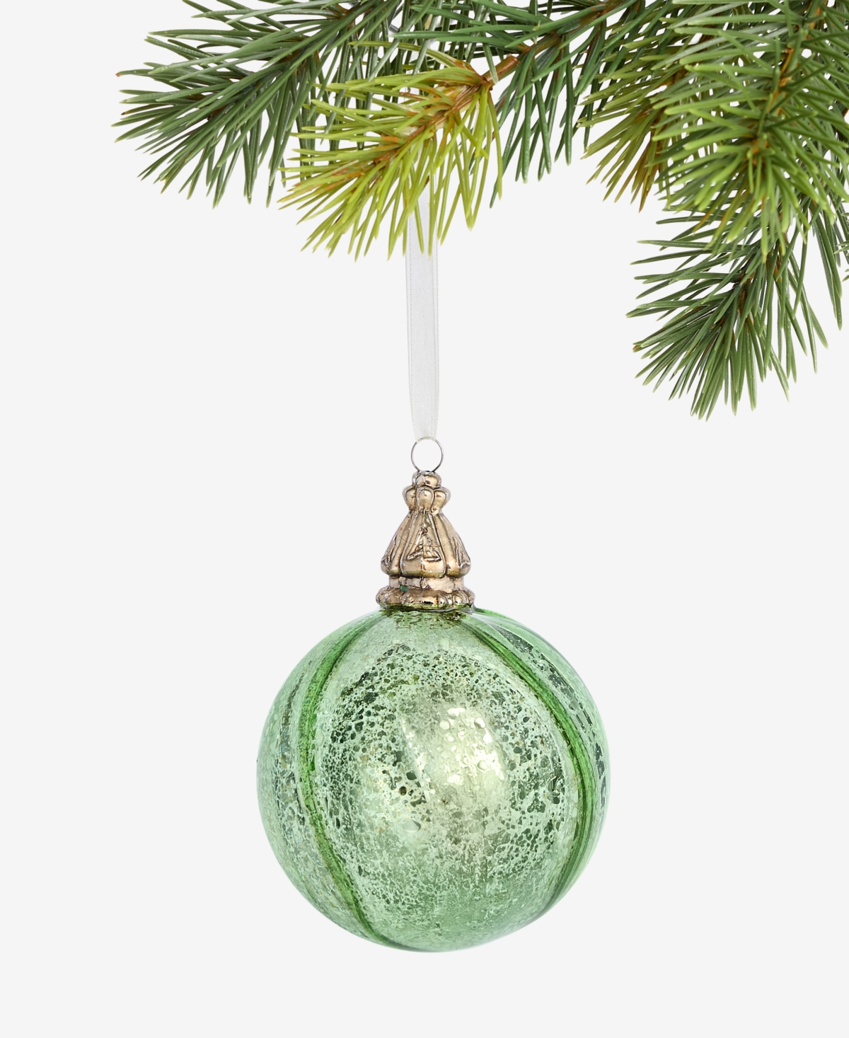 Holiday Lane Enchanted Emerald Green And Silver Ball Ornament, Macy's Exclusive In Transparent