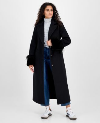 CeCe - Women's Notched-Collar Single-Breasted Maxi Coat