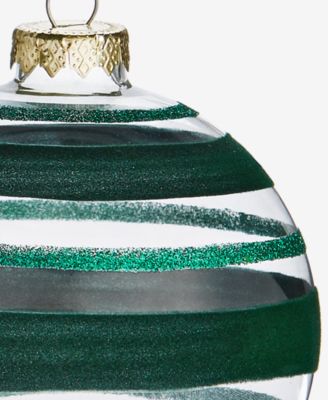 Enchanted Emerald Glass Striped Ball Ornament, Macy's Exclusive