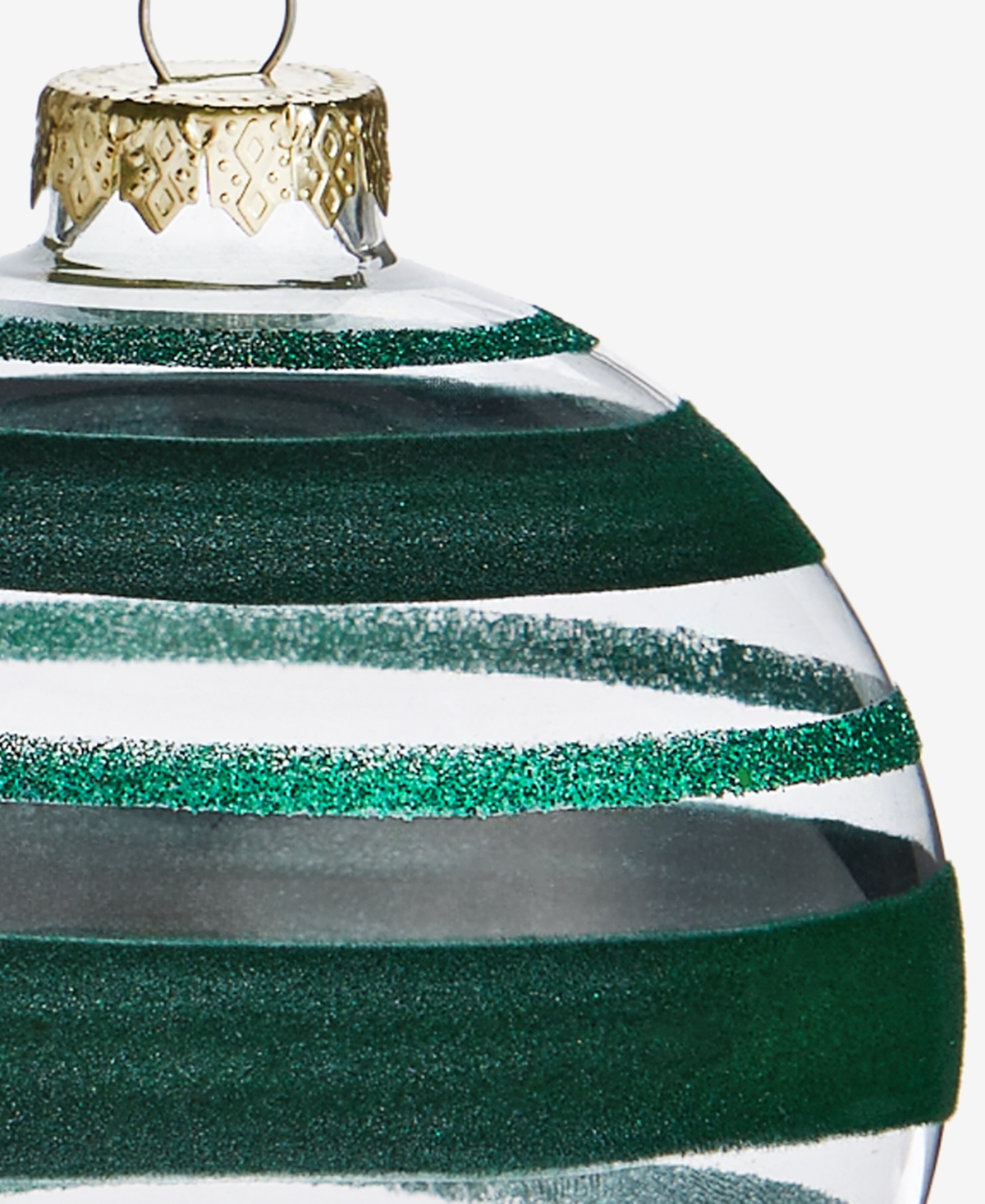 Holiday Lane Enchanted Emerald Glass Striped Ball Ornament, Macy's Exclusive