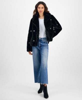 Women's Short Embellished Faux-Fur Coat