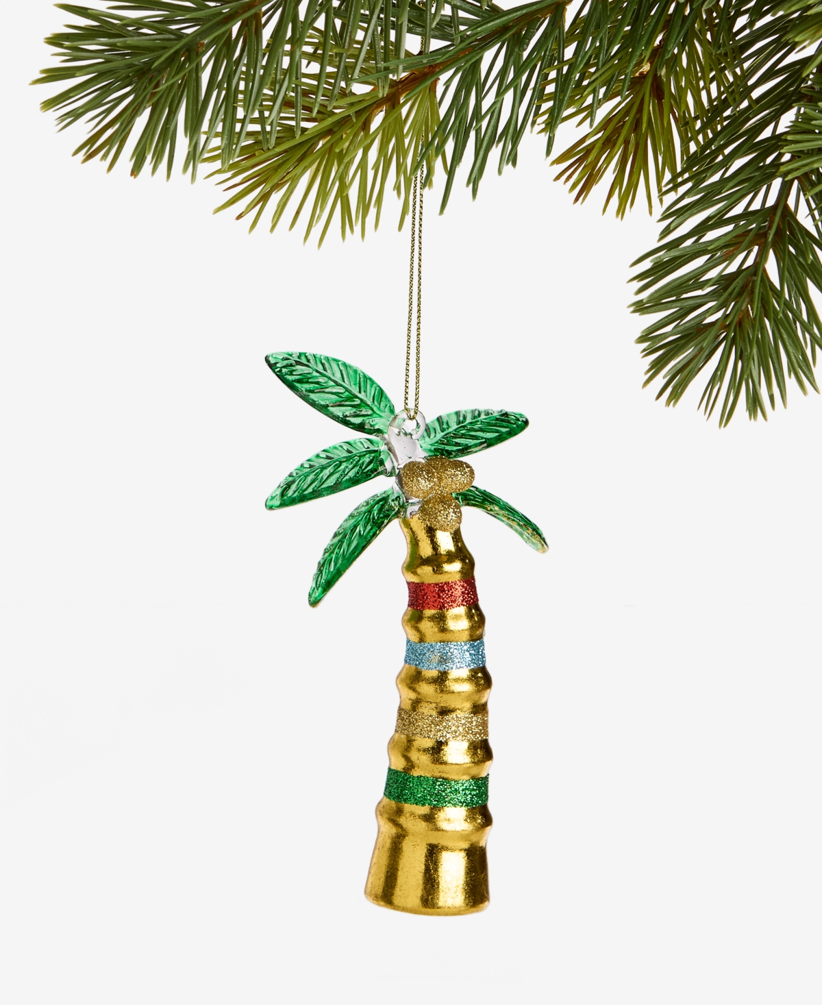 Holiday Lane Hawaii Glass Glittered Palm Tree Ornament, Macy's Exclusive In Transparent