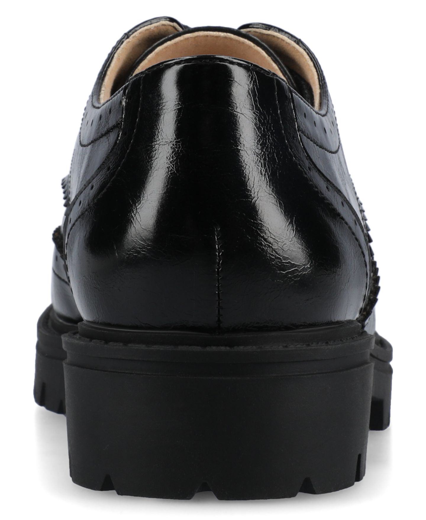 Женские туфли Journee Collection Claudiya Lug Sole Lace Up Oxford, цвет: Чёрный лаковый — фото 3