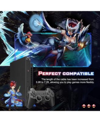 Wired Dual Vibration Game Controller for Sony PlayStation 2 – Ergonomic Design, 6FT Cable, High Precision Joysticks (Black)