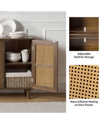 Mid-century Modern Pidcock Contemporary Door Accent Cabinet with Rattan