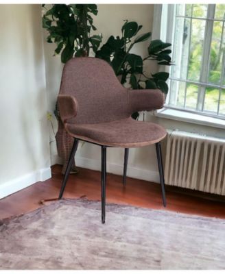 33" Stylish Brown Fabric and Faux Leather Accent Chair