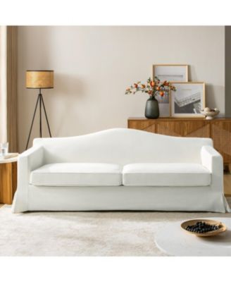 Traditional Antonio 83" Curved Back Slipcovered Sofa with Toss Pillows