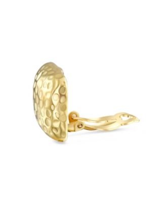 Geometric Hammered Square Clip-On Earrings for Non-Pierced Ears Silver Gold