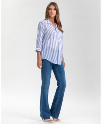 Maternity Classic Collared 3/4 Sleeve Blouse Panarea