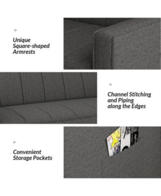 Duncan Modern Upholstered Linen Channel Tufted Sleeper Sofa with Built-In USB Port