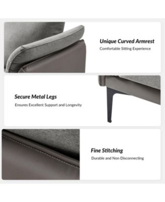 Vecent Modern Faux Leather-trimmed Fabric Sofa