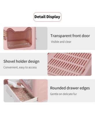 Cat Litter Boxes Pet Toilet with Scoop Drawer Top Opening