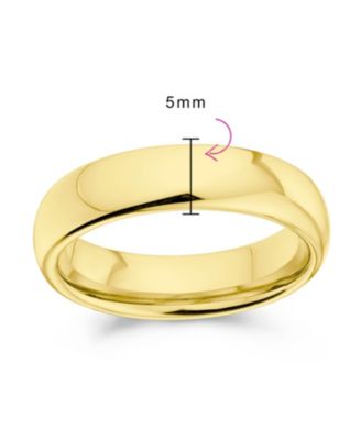 Plain Simple Dome Design Comfort Fit Titanium Band Ring Polished Black Silver Rose Gold Tone 5MM