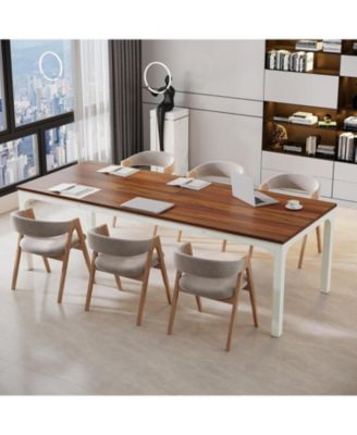 6.5 FT Conference Table, Meeting Table, 78.74" W x 27.56" D Large Office Conference Table, Modern Seminar Table for Conference Room, Boardroom (4, Walnut)