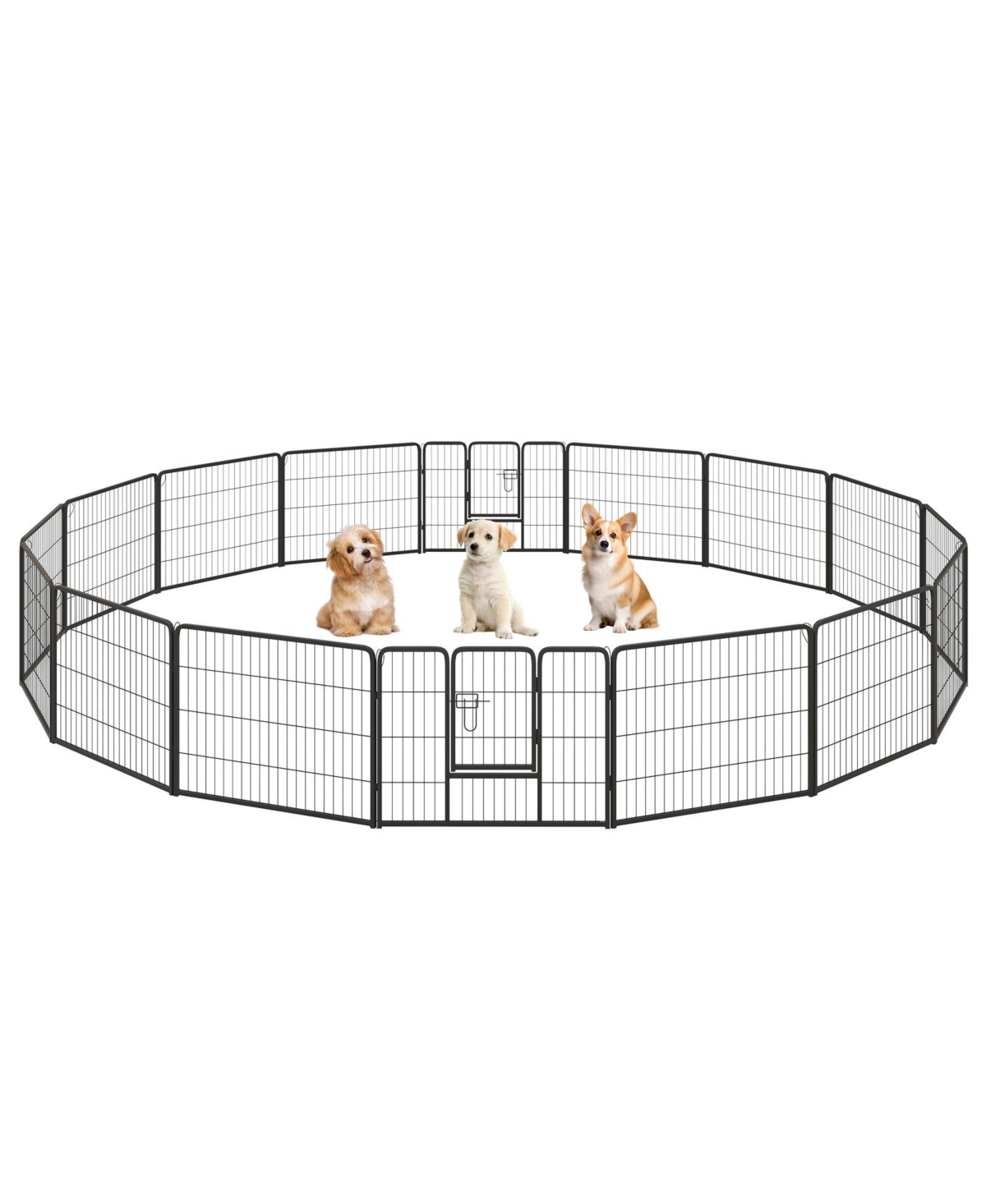 Adjustable Height Dog Playpen with Lockable Door &#x2013; Spacious Pet Play Area for Dogs - Black