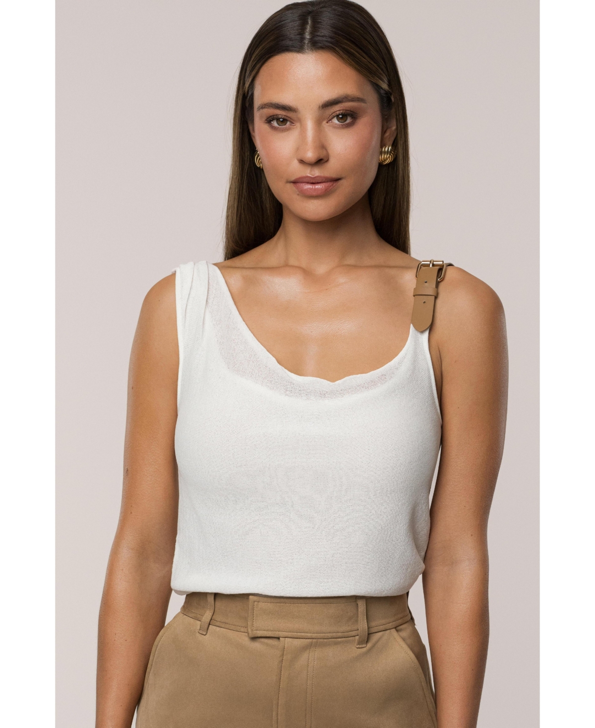 Women's Shanti Faux Buckle Top - Black