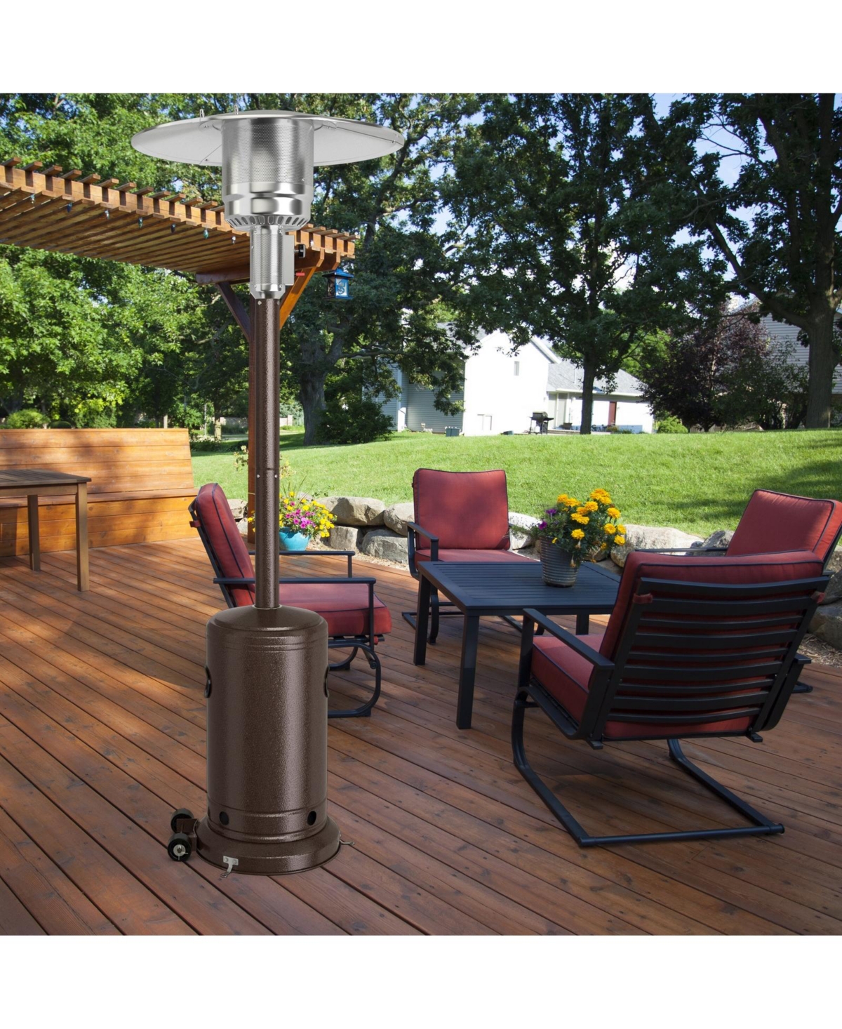 Stainless Steel Propane Patio Heater with Safety Tip-Over Protection – Reliable Outdoor Heater