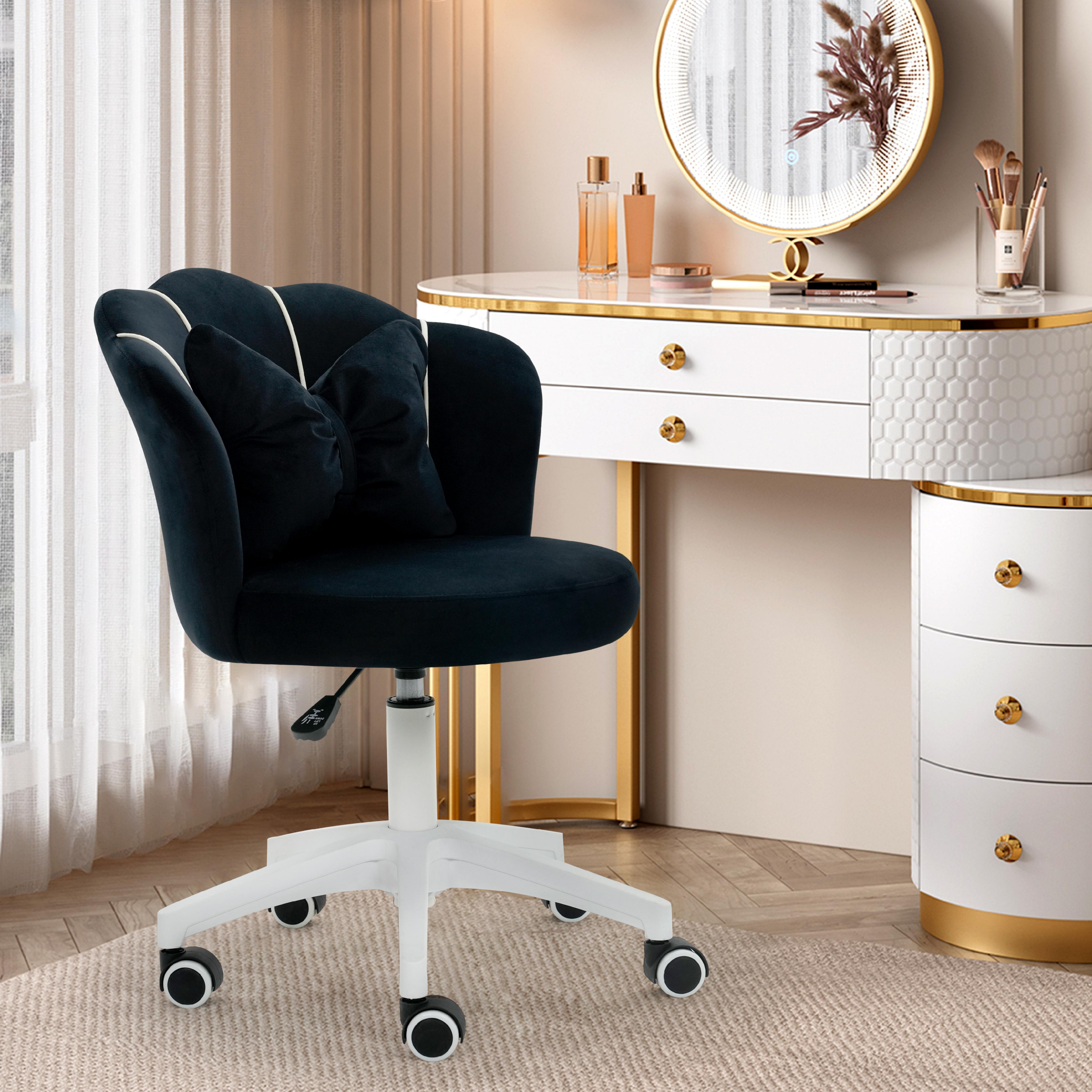 Dyhome Modern Velvet Task Chair 360 Swivel Adjustable Height Office