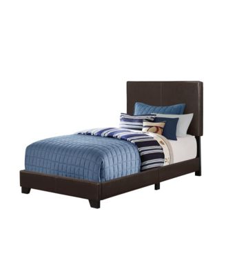 Solid Wood Twin Upholstered Faux Leather Bed Frame
