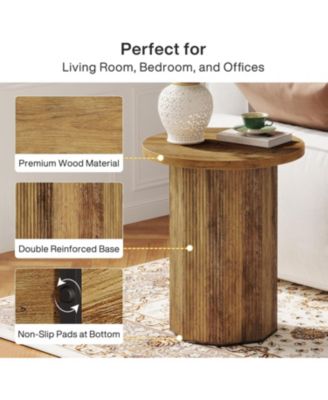 Round End Table for Living Room, Industrial Circle Side Table, Narrow Nightstand for Small Spaces, Living Room, Bedroom