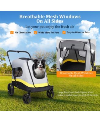 4 Wheel Medium-Large Dog Stroller With 3 Zipper Doors