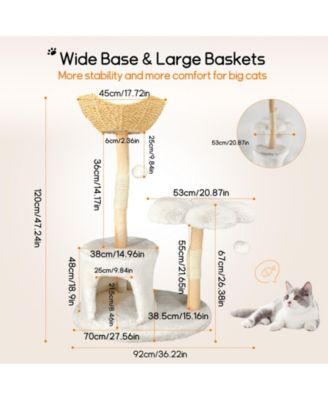 Solid Wood Cat Tree Tower for Indoor Cats With Soft Cushions