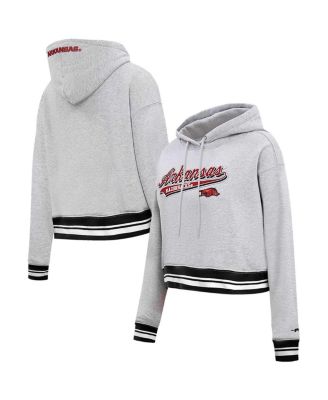 Pro Standard - Women's Heather Gray Arkansas Razorbacks Script Tail Fleece Cropped Pullover Hoodie