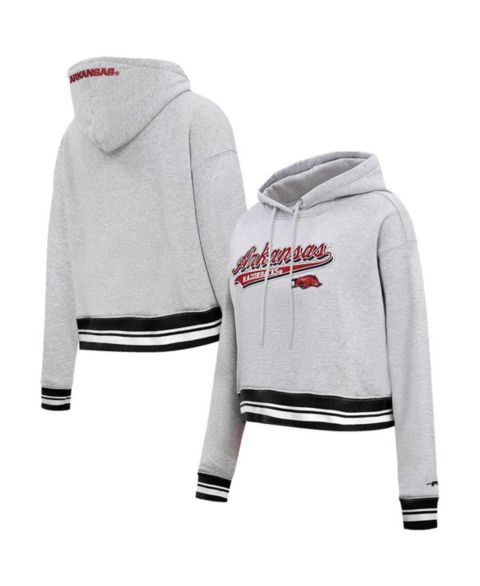 Женское худи Pro Standard Heather Gray Arkansas Razorbacks Script Tail Fleece Cropped Pullover